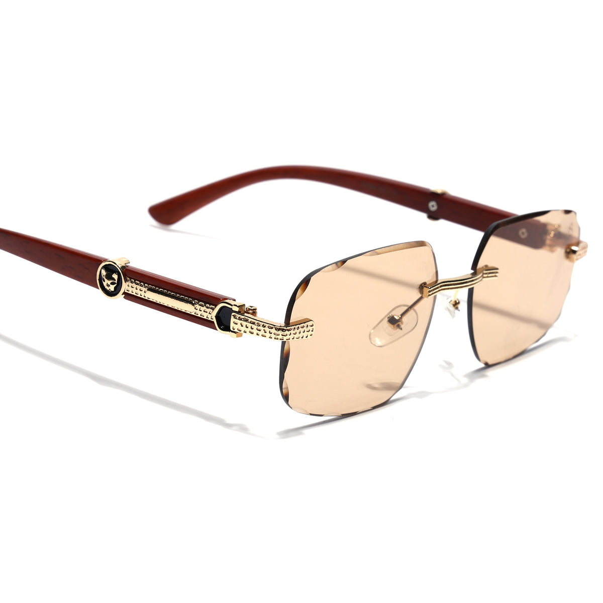 Eyejack Reflex Photochromic Golden Rimless Sunglasses for Men & Women (90386CL2505)