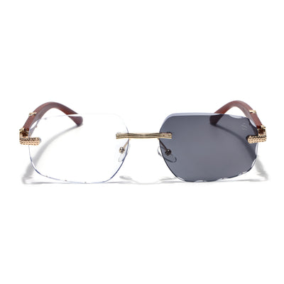 Eyejack Reflex Photochromic Golden Rimless Eyeglasses for Men & Women (90386FCL2506)