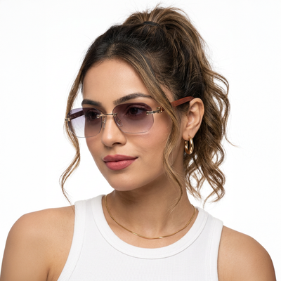Eyejack Reflex Photochromic Golden Rimless Sunglasses for Men & Women (90387CL2512)