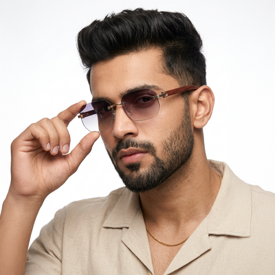 Eyejack Reflex Photochromic Golden Rimless Sunglasses for Men & Women (90387CL2512)