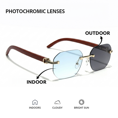 Eyejack Reflex Photochromic Golden Rimless Sunglasses for Men & Women (90387CL2513)