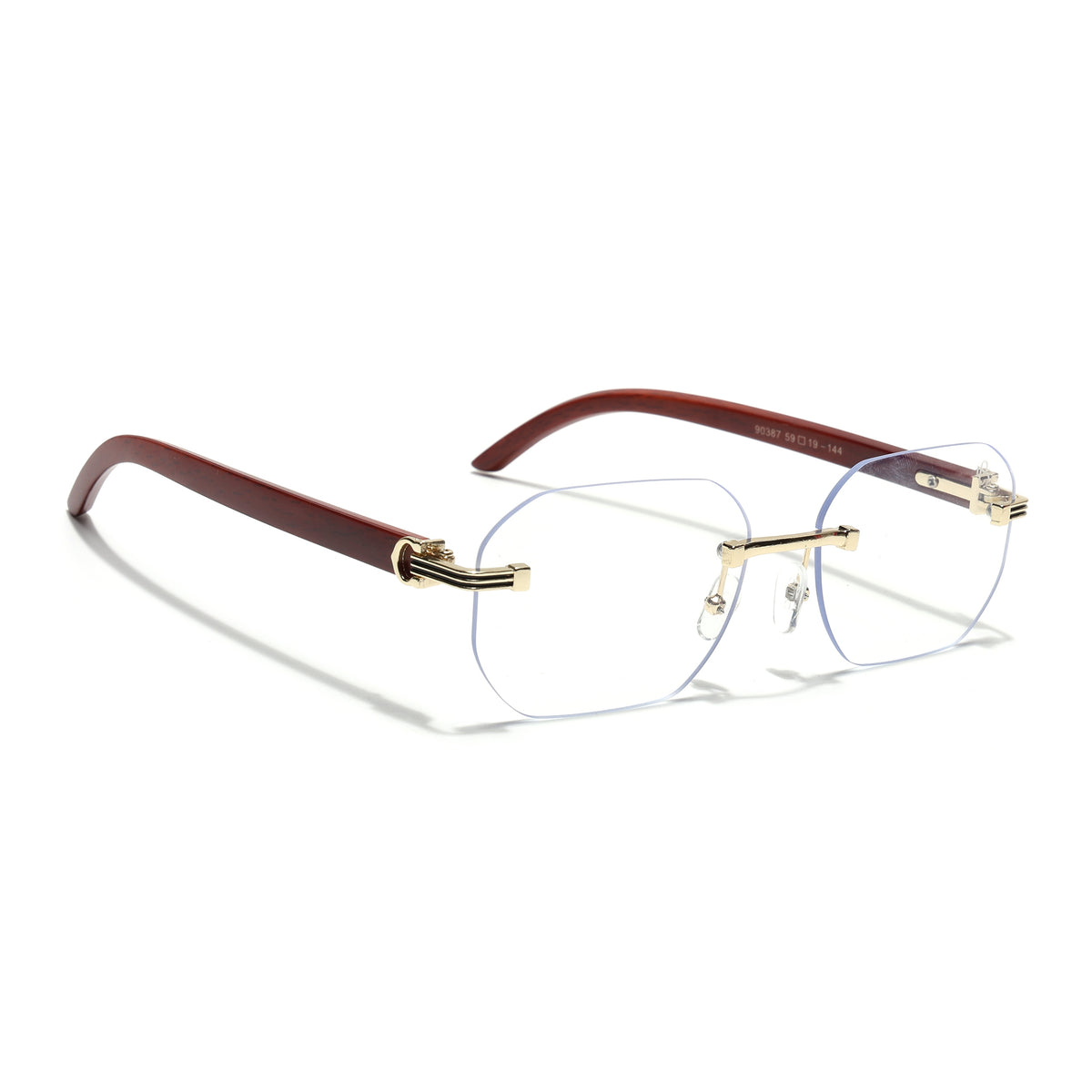 Eyejack Reflex Photochromic Golden Rimless Eyeglasses for Men & Women (90387FCL2516)