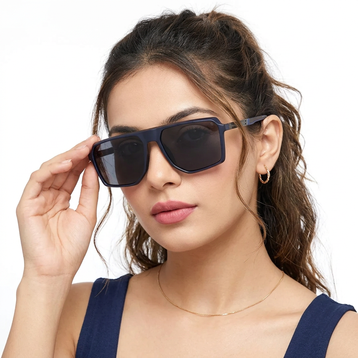 Eyejack Blue Wayfarer Polarized Sunglasses for Men & Women (91127PCL1135)