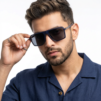 Eyejack Blue Wayfarer Polarized Sunglasses for Men & Women (91127PCL1135)