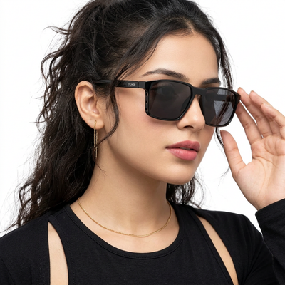 Eyejack Black Square Polarized Sunglasses for Men & Women (91143PCL1147)