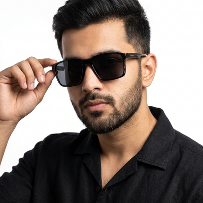 Eyejack Black Square Polarized Sunglasses for Men & Women (91143PCL1147)