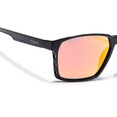 Eyejack Shine Black Square Polarized Sunglasses for Men & Women (91143PCL1148)