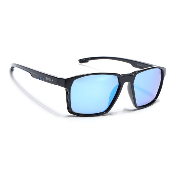 Eyejack Shine Black Square Polarized Sunglasses for Men & Women