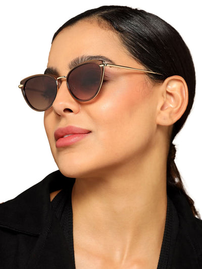 Eyejack Brown & Golden Cateye Sunglasses for Women (9429CL1100)