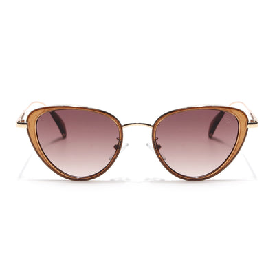 Eyejack Brown & Golden Cateye Sunglasses for Women (9435CL1105)