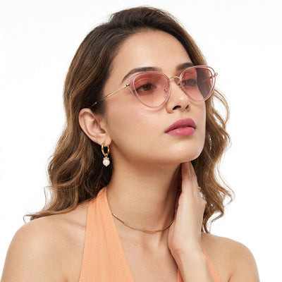 Eyejack Pink & Golden Cateye Sunglasses for Women (9435CL1106)