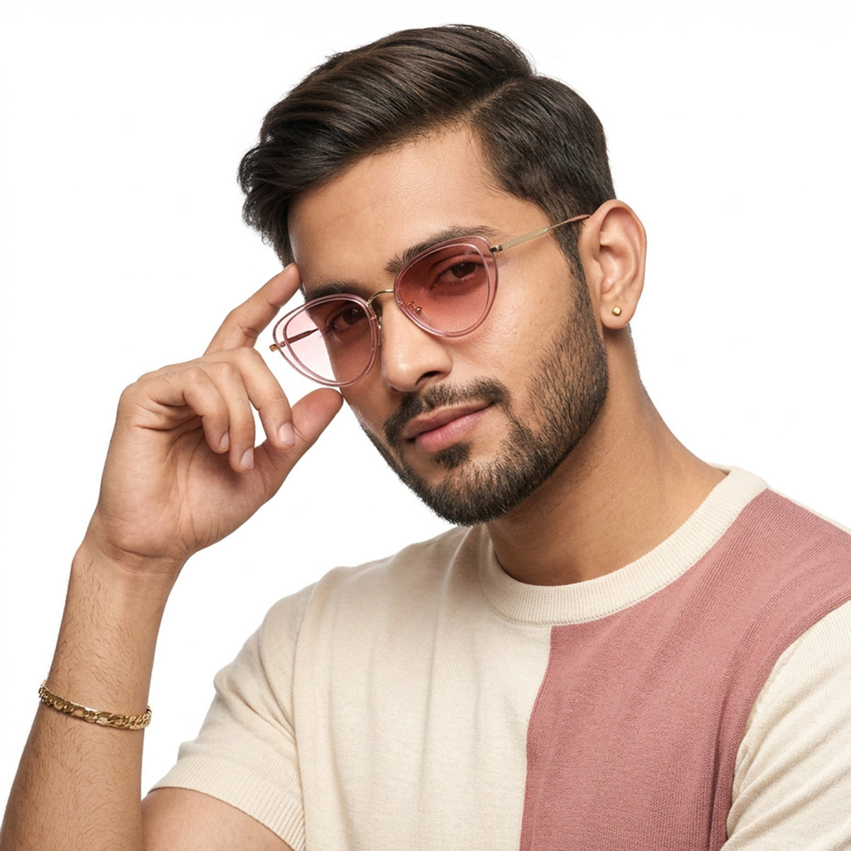 Eyejack Pink & Golden Cateye Sunglasses for Women (9435CL1106)