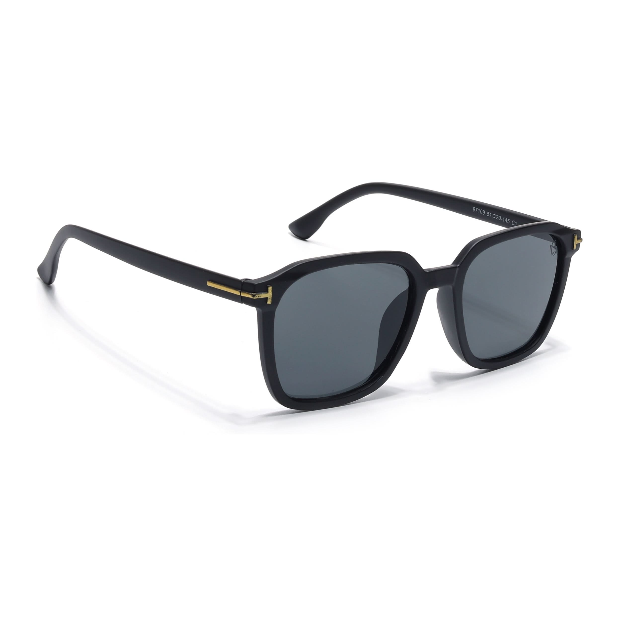 Eyejack Black Square Sunglasses for Men & Women (97109CL1062