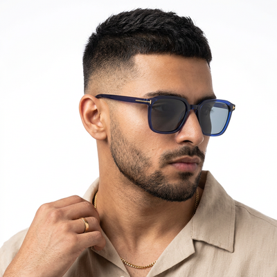 Eyejack Blue Square Sunglasses for Men & Women (97109CL1063)