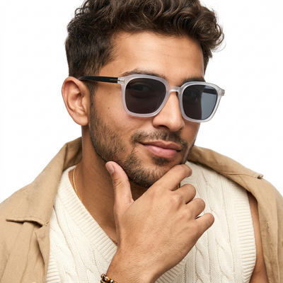 Eyejack Grey Square Sunglasses for Men & Women (97109CL1064)