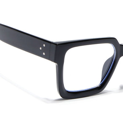 Eyejack Shine Black Square Eyeglasses for Men & Women (98018CL1154)