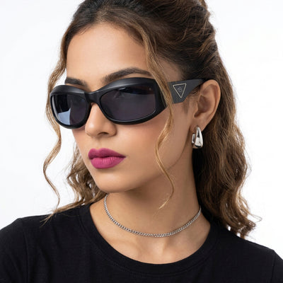 Eyejack Matt Black Wrap Around Sunglasses for Men & Women (98036CL1081)