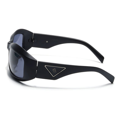 Eyejack Matt Black Wrap Around Sunglasses for Men & Women (98036CL1081)