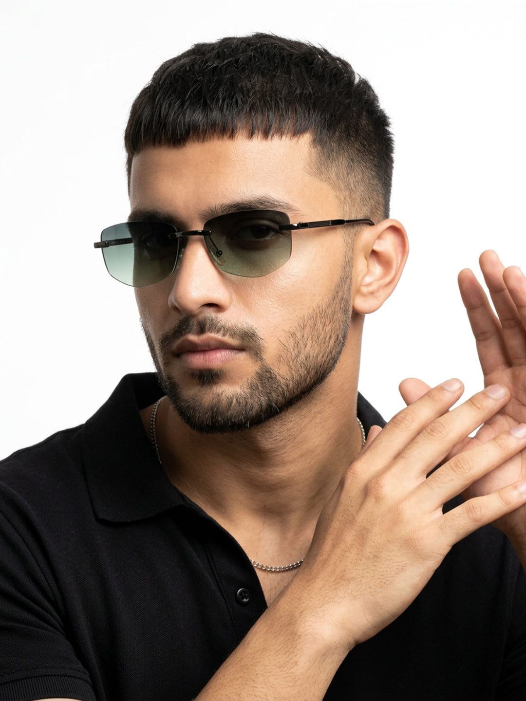Essence Royal - Grey Rimless Sunglasses I Olive Lens - 9805CL2539
