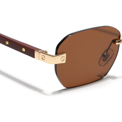 Eyejack Brown Rimless Sunglasses for Men & Women (9807CL2550)