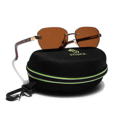 Eyejack Brown Rimless Sunglasses for Men & Women (9807CL2550)