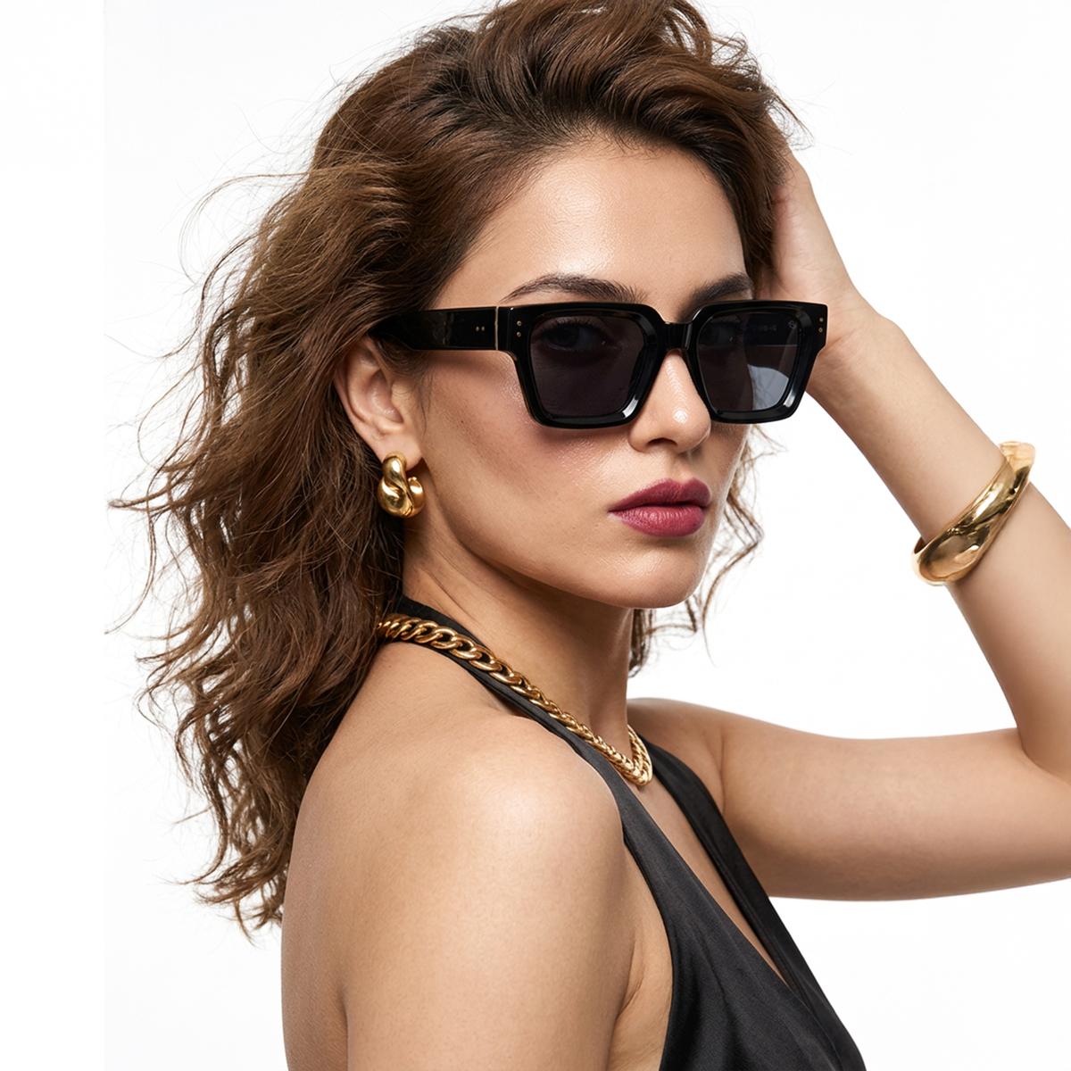 Eyejack Shine Black Square Sunglasses for Men & Women (98170CL1065)