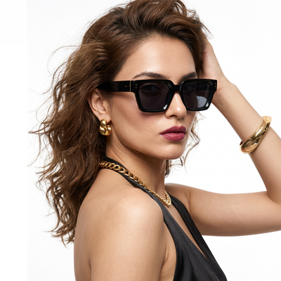 Eyejack Shine Black Square Sunglasses for Men & Women (98170CL1065)