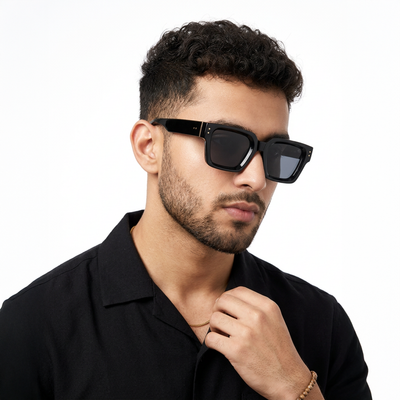 Eyejack Shine Black Square Sunglasses for Men & Women (98170CL1065)