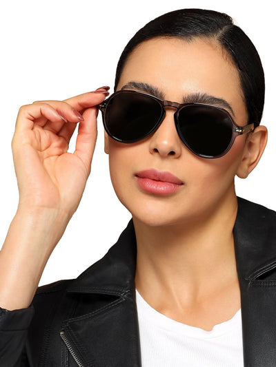 Eyejack Transparent Grey Aviator Sunglasses for Men & Women (986CL974)