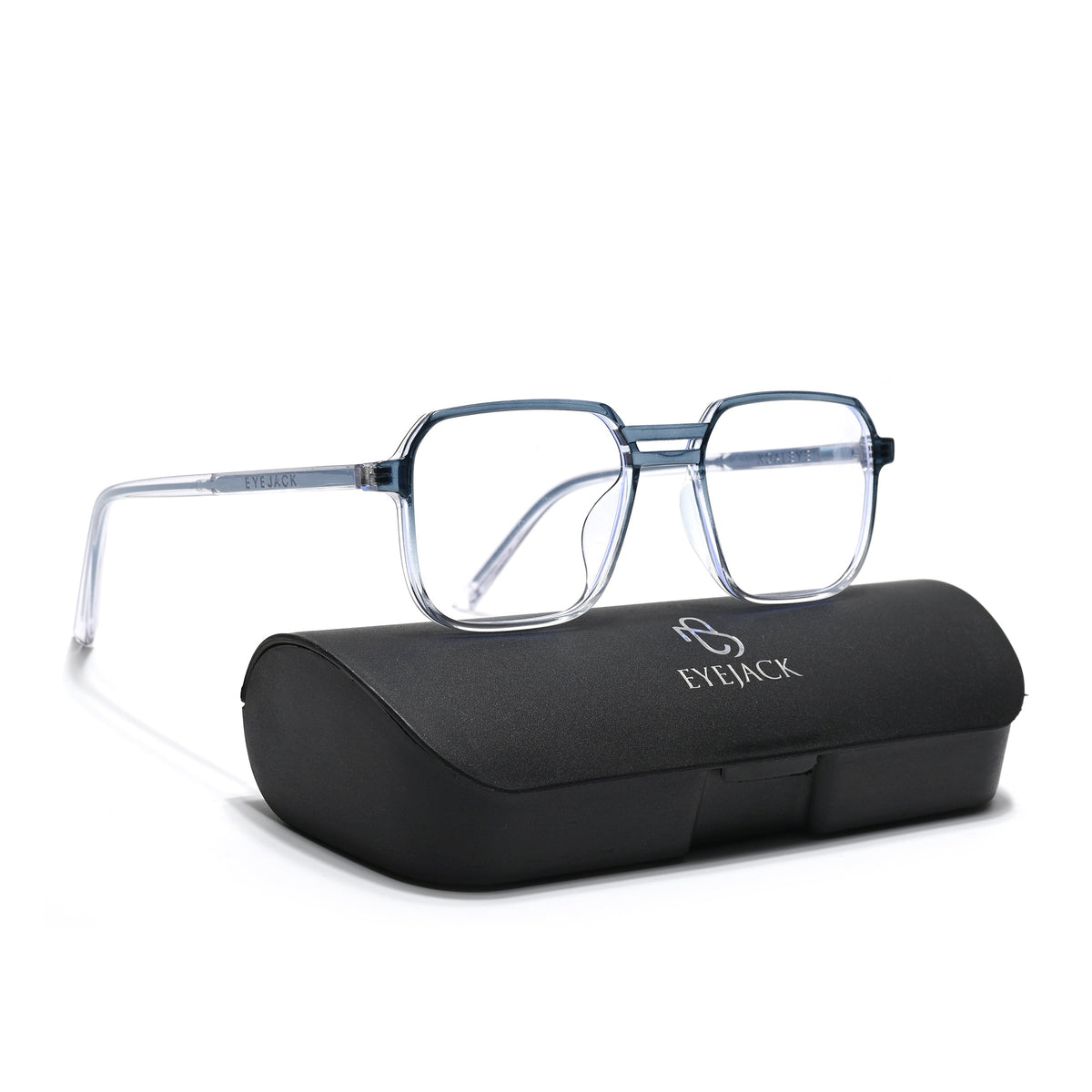 Eyejack Minimals Blue & Clear Square Eyeglasses for Men & Women (A05FCL1335-C4)