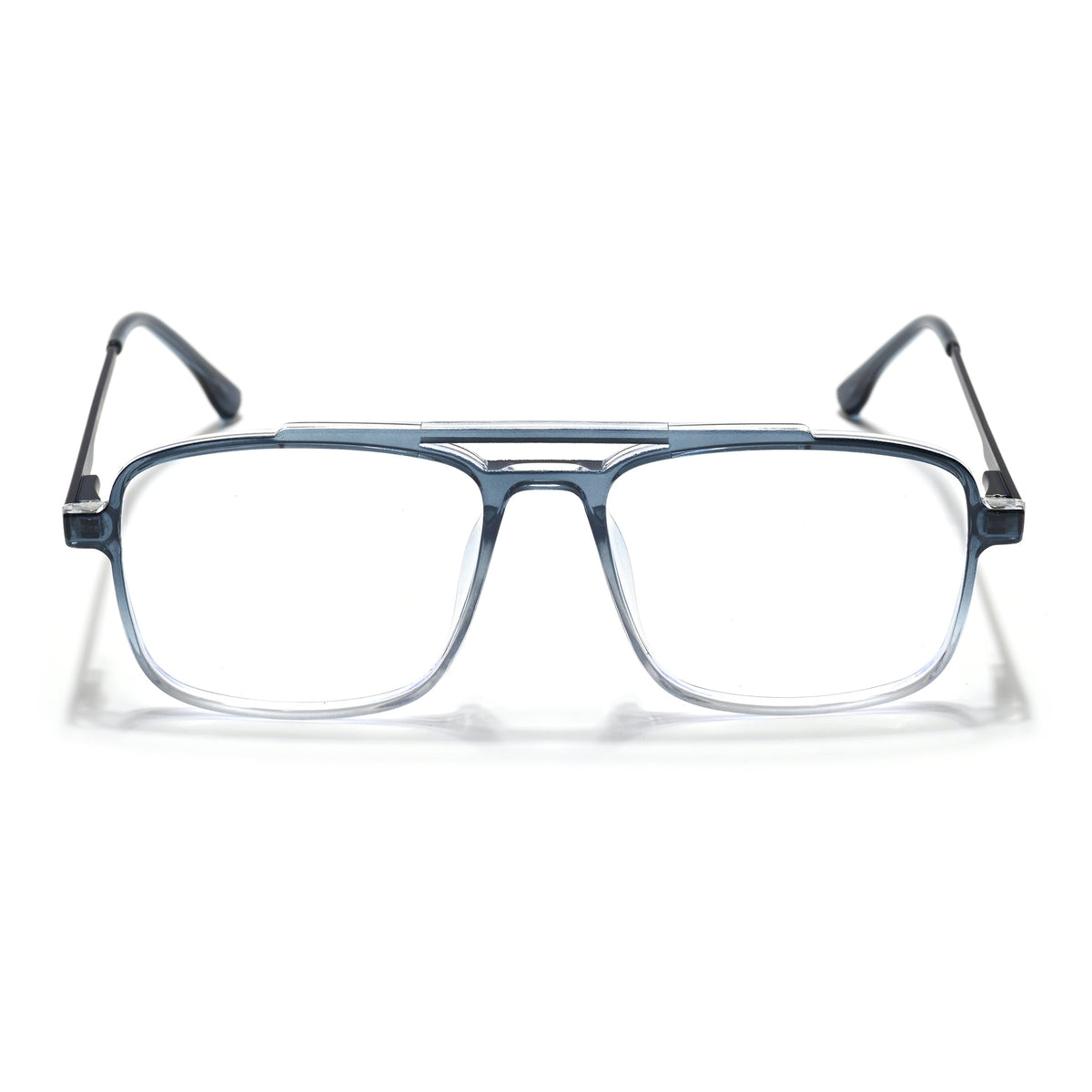 Eyejack Essentials Blue & Clear Wayfarer Eyeglasses for Men & Women (B02FCL1384-C4)