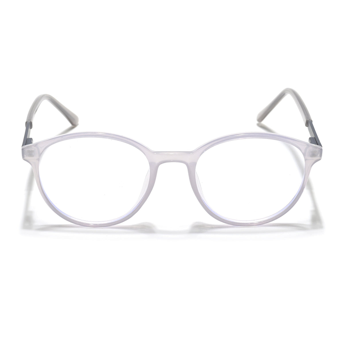Eyejack Essentials Transparent Grey Round Eyeglasses for Men & Women (B10FCL1441-C5)