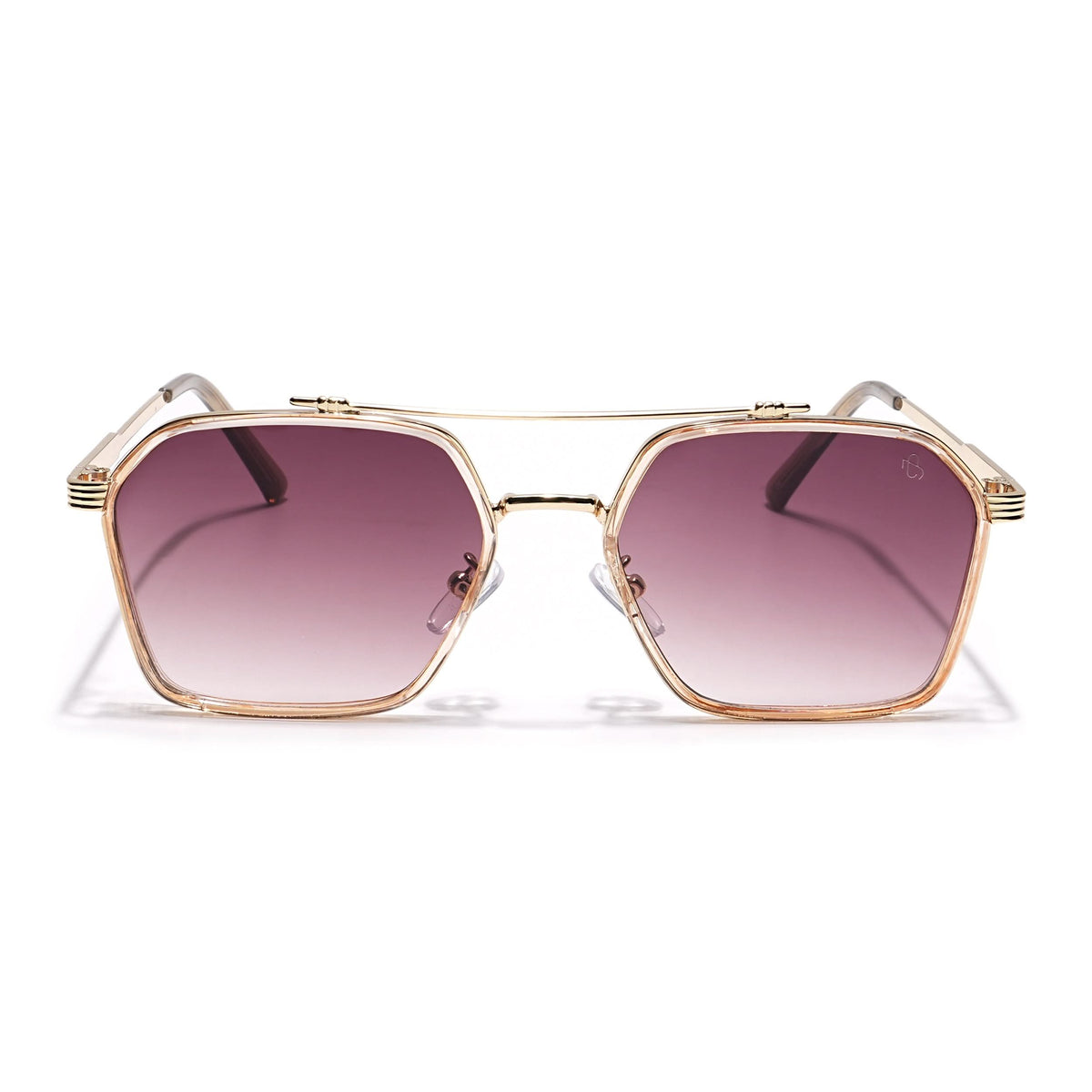 Eyejack Golden & Pink Square Sunglasses for Men & Women (B80677CL847)