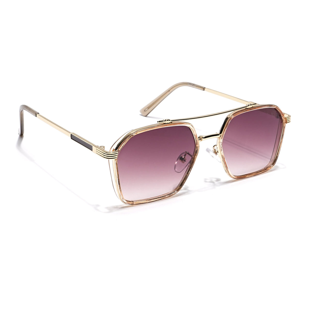 Eyejack Golden & Pink Square Sunglasses for Men & Women (B80677CL847)
