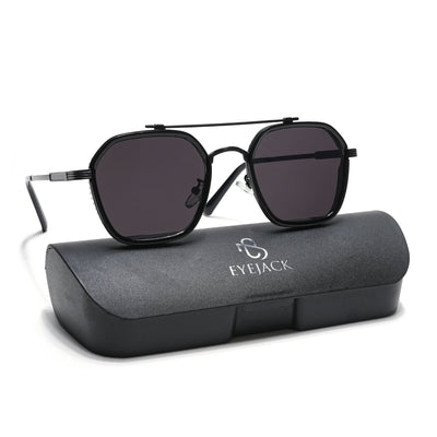 Eyejack Black Square Sunglasses for Men & Women (B80678CL904)