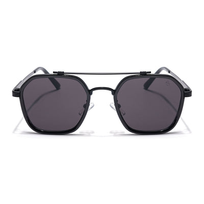 Eyejack Black Square Sunglasses for Men & Women (B80678CL904)