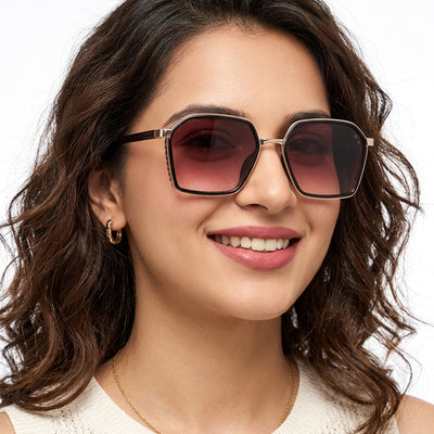 Eyejack Golden & Black Square Sunglasses for Men & Women (B80745CL838)