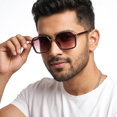 Eyejack Golden & Black Square Sunglasses for Men & Women (B80745CL838)