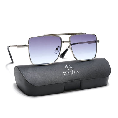 Eyejack Silver Square Sunglasses for Men & Women (B80787CL867)