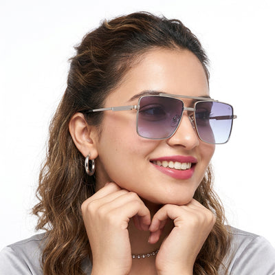 Eyejack Silver Square Sunglasses for Men & Women (B80787CL867)