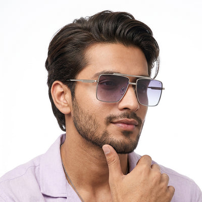 Eyejack Silver Square Sunglasses for Men & Women (B80787CL867)