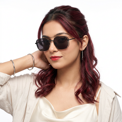 Eyejack Black Square Sunglasses for Men & Women (B8528CL879)