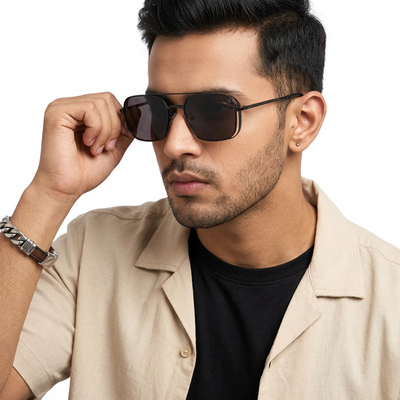 Eyejack Black Square Sunglasses for Men & Women (B8528CL879)