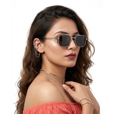 Eyejack Silver Square Sunglasses for Men & Women (B8528CL880)