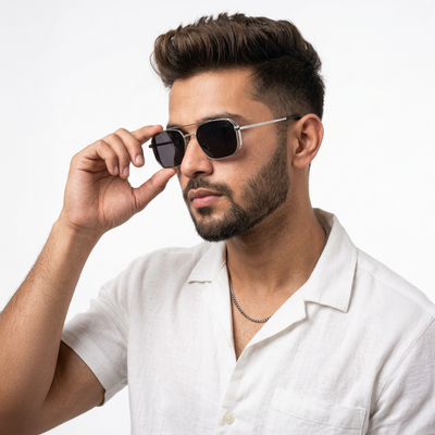 Eyejack Silver Square Sunglasses for Men & Women (B8528CL880)