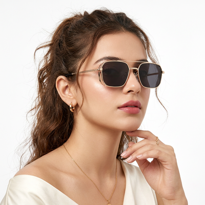 Eyejack Golden Square Sunglasses for Men & Women (B8528CL881)