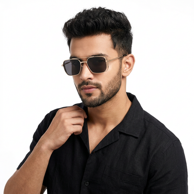 Eyejack Golden Square Sunglasses for Men & Women (B8528CL881)