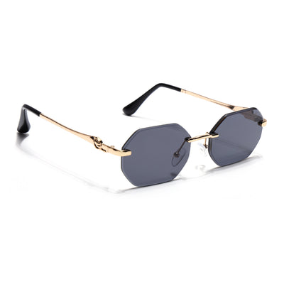 Cooper - Black & Golden  Rimless Sunglasses (C565CL2221)