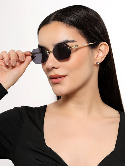 Cooper - Black & Golden  Rimless Sunglasses (C565CL2221)