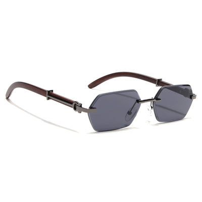 Essence Steel - Gun Metal Rimless Sunglasses I Black Lens - C669CL2560